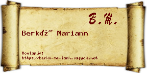 Berkó Mariann névjegykártya