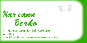 mariann berko business card